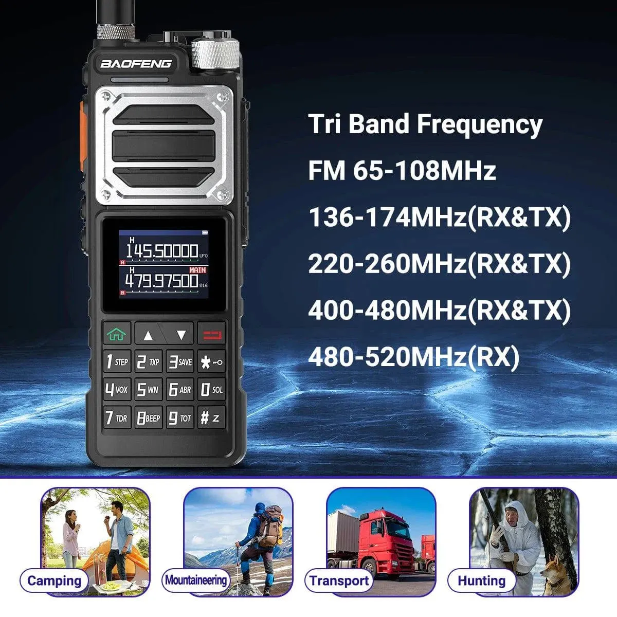 Baofeng UV-25 10W Walkie Talkie Tri Band Wireless Copy Frequency NOAA Type-C Charger FM Long Range High Power Ham Two Way Radio