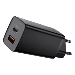 Baseus 65W GaN² Lite PD Vægoplader USB-C & USB-A - Sort