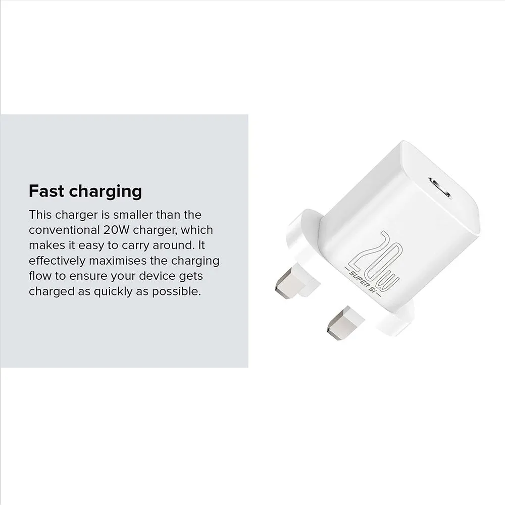 Baseus Charger Super Si Type-C 20W UK White