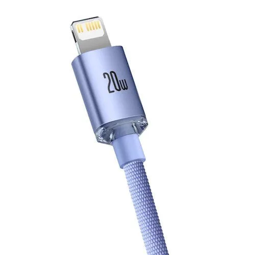 Baseus Crystal Shine USB-C til Lightning Kabel 20W - 1,2m - Lilla