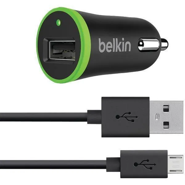 BELKIN 2.1-Amp Universal Car Charger with Charge & Sync Micro USB Cable, 4ft F8M668bt04-BLK