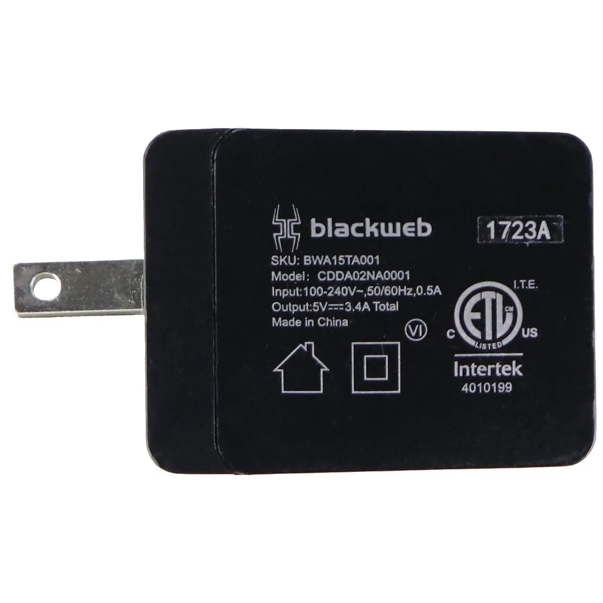 Blackweb (5V/3.4A) Dual USB Wall Charger/Adapter - Black (BWA15TA001)