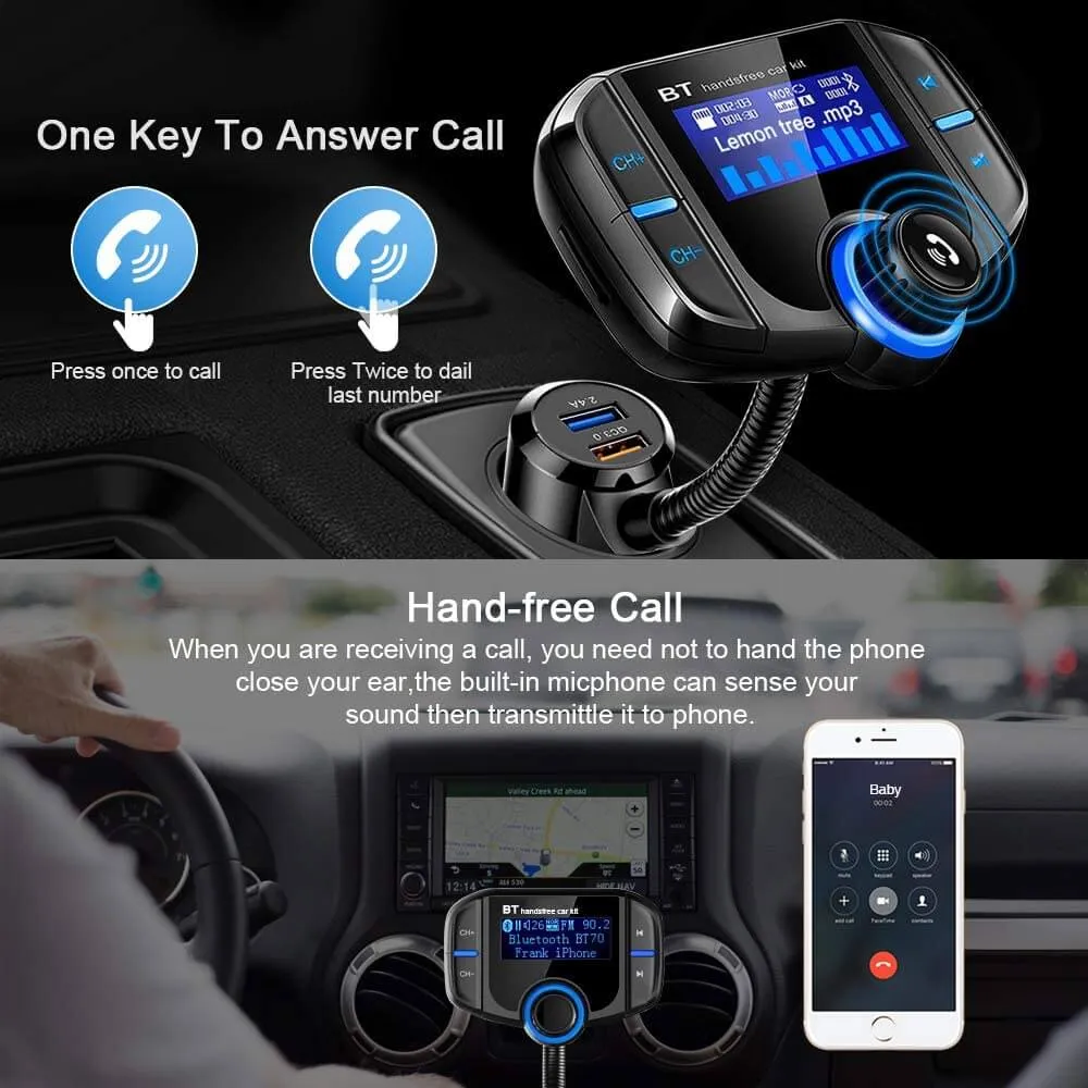 Bluetooth Fm Transmitter Car Kit Bt70 Car Charger