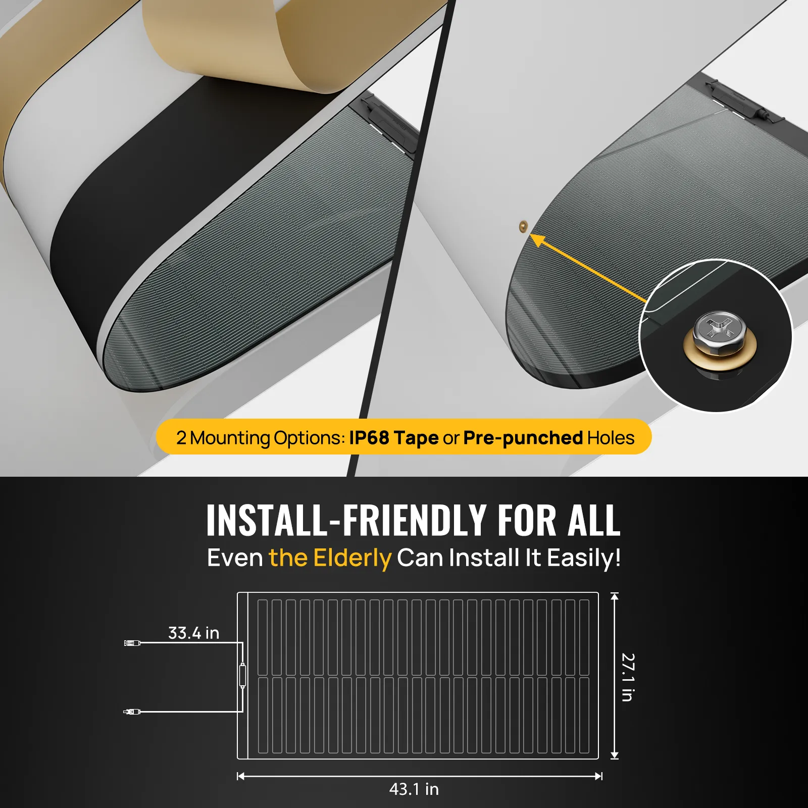 BougeRV Yuma 100W CIGS Thin-film Flexible Solar Panel with Pre-Punched Holes (Compact Version)