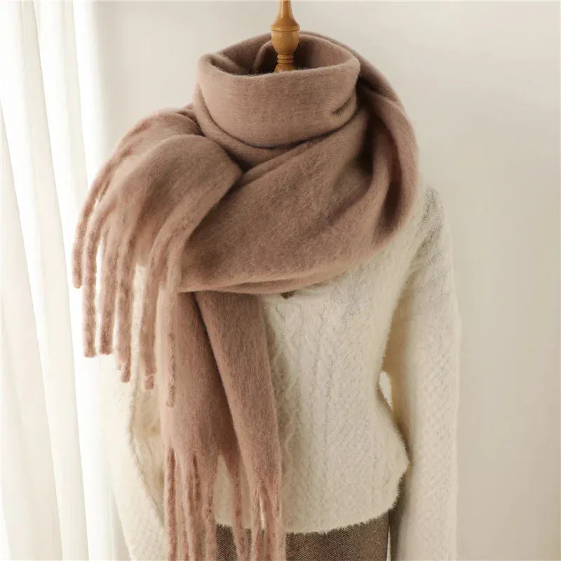 Cashmere Winter Scarf for Women - Solid Thick Soft Pashmina Wrap