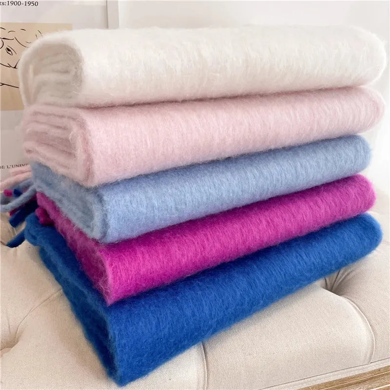 Cashmere Winter Scarf for Women - Solid Thick Soft Pashmina Wrap