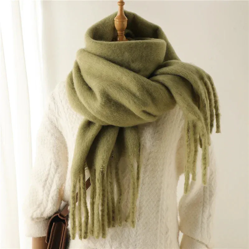 Cashmere Winter Scarf for Women - Solid Thick Soft Pashmina Wrap