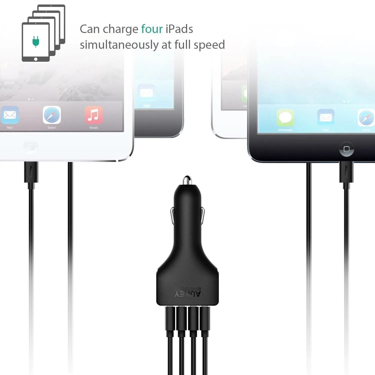 CC-01 9.6A 48W 4-Port USB Car Charger with AiPower Adaptive Charging