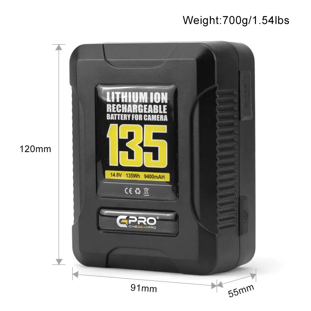 CGPro Ultra Small Size Mini V-Lock Li-Ion V-Mount Battery w/ USB Output (98-270Wh)