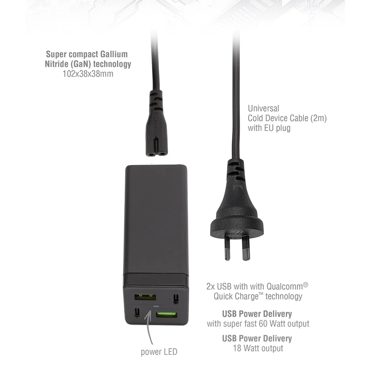 Charging Station MultiGaN with Quick Charge and PD 78W Black