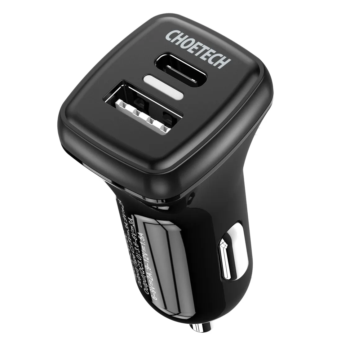 CHOETECH 2-port USB-C & USB-A(QC3.0) car charger TC00005