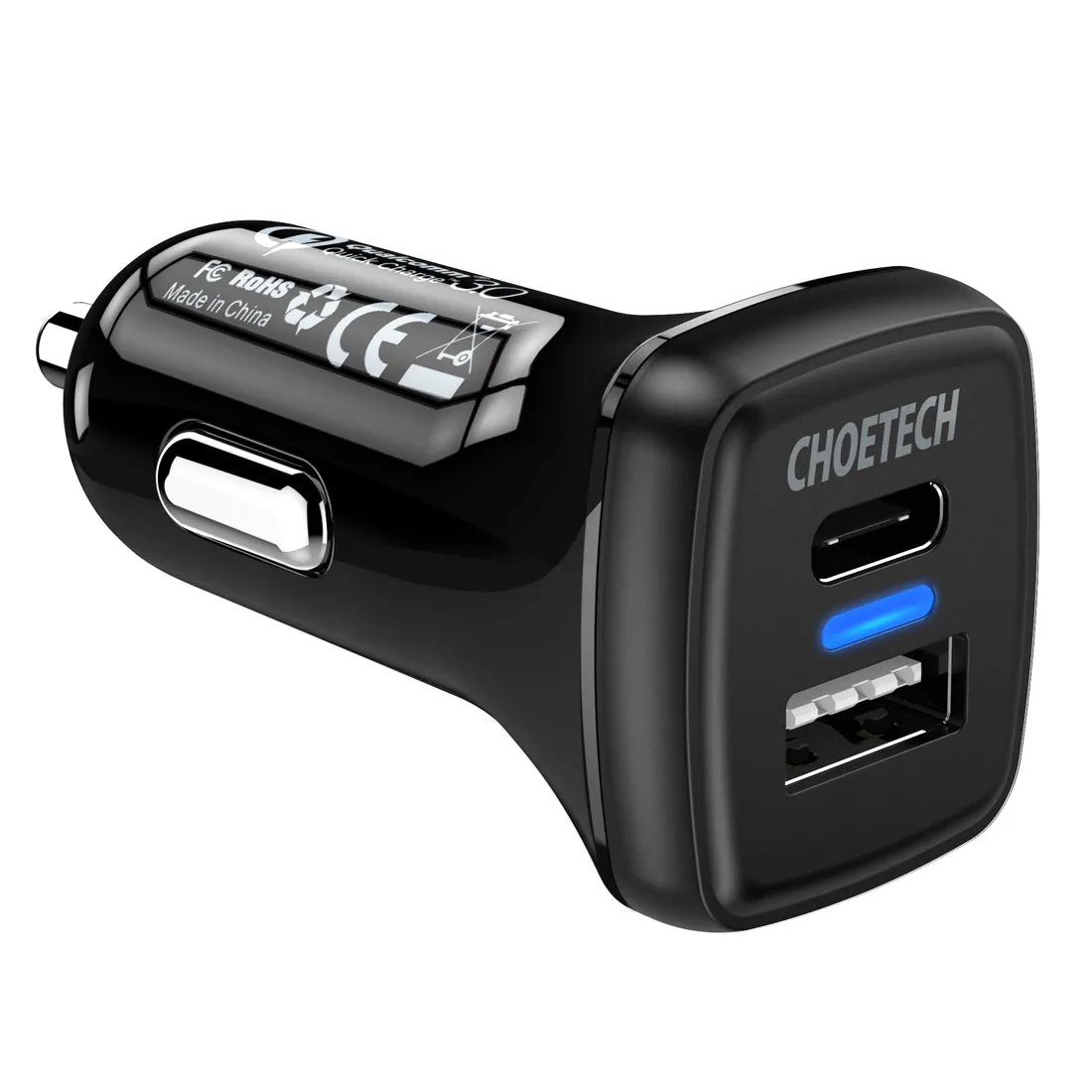 CHOETECH 2-port USB-C & USB-A(QC3.0) car charger TC00005