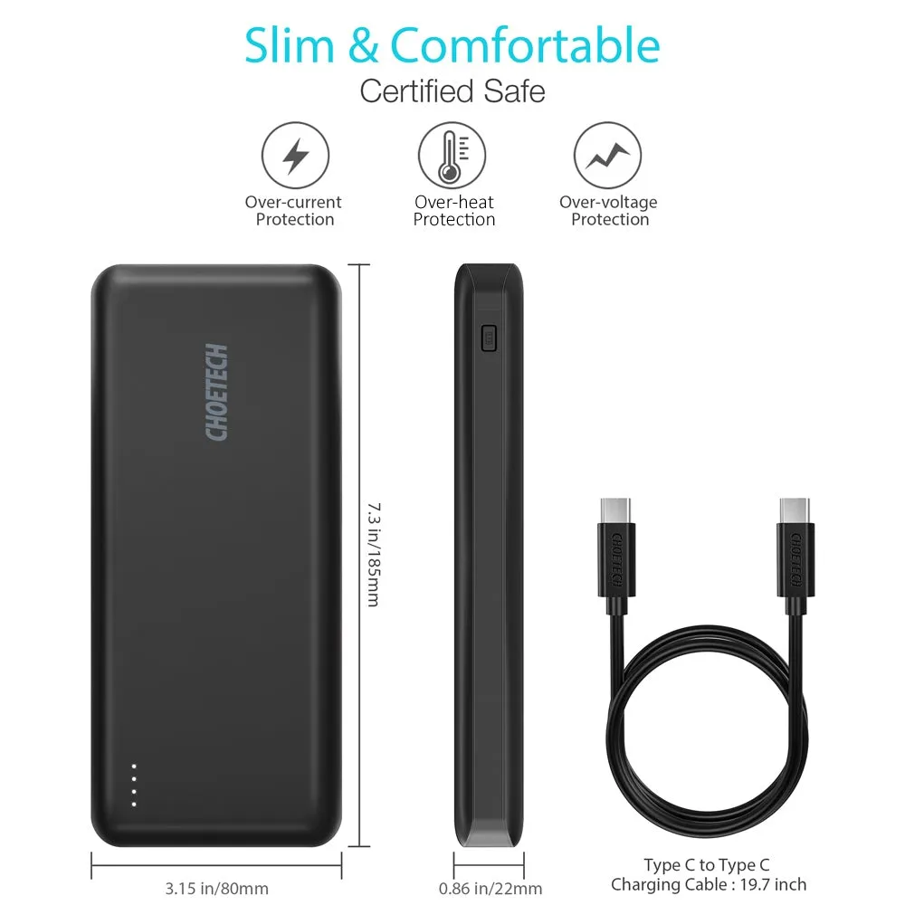 CHOETECH 45W USB-C PD 20000mAh USB Type-C Ports Power Bank Portable Charger