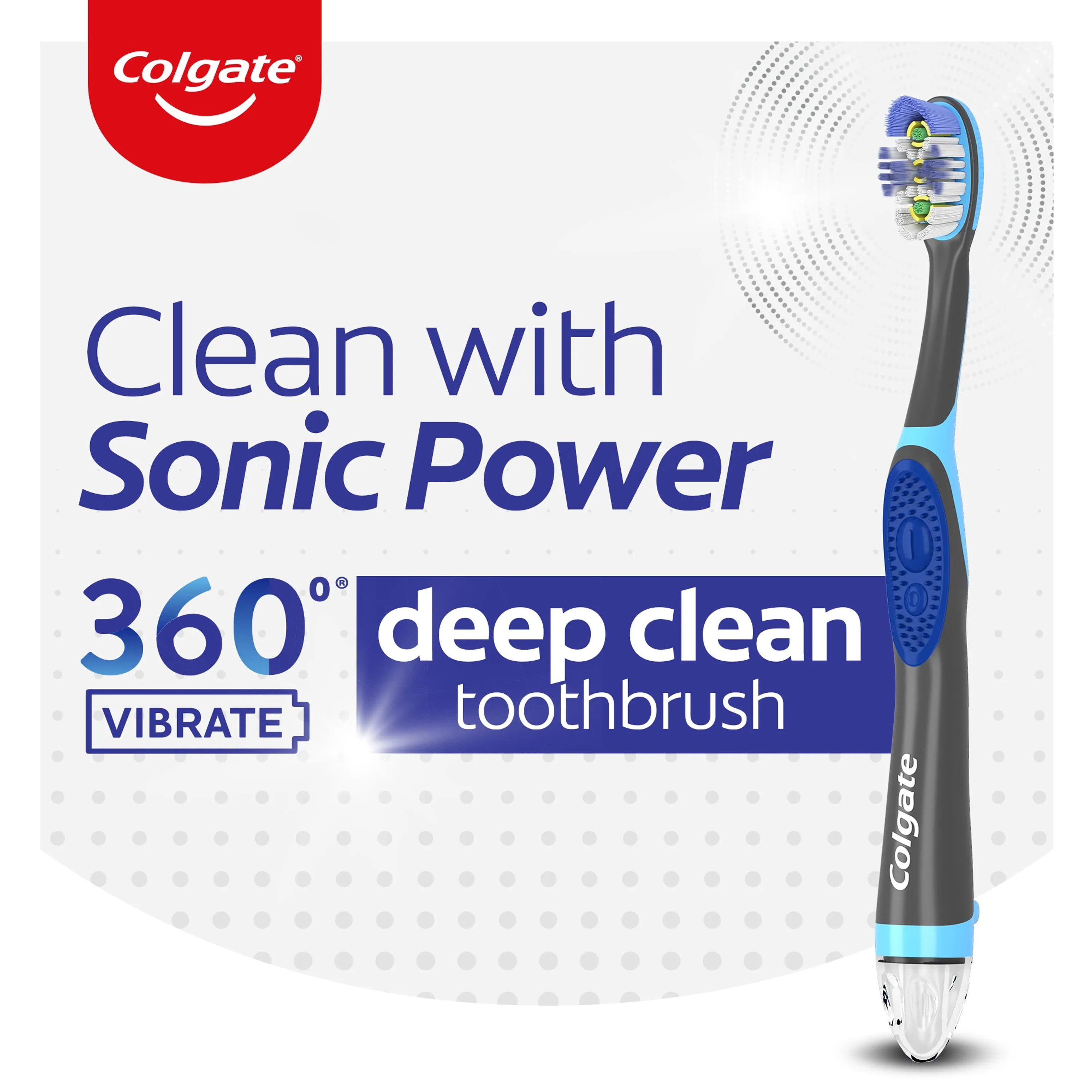 Colgate 360 Vibrate Deep Clean Battery Operated Toothbrush, 1 AAA Battery Included, Adult