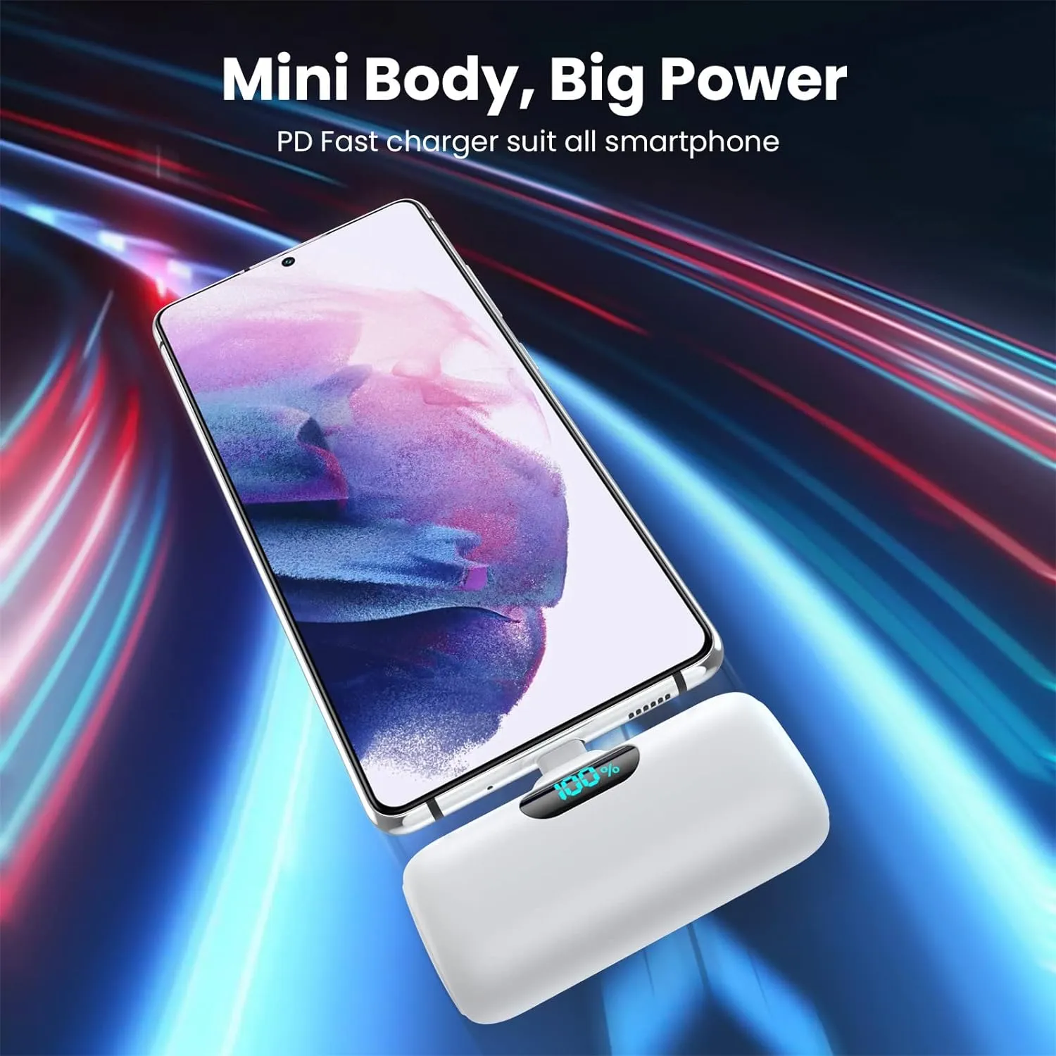 Compact iPhone Portable Charger | 5000mAh Mini Power Bank for High Capactity Mini Capsule Power Bank Digital Display 20W Fast Charging (2 For $40)