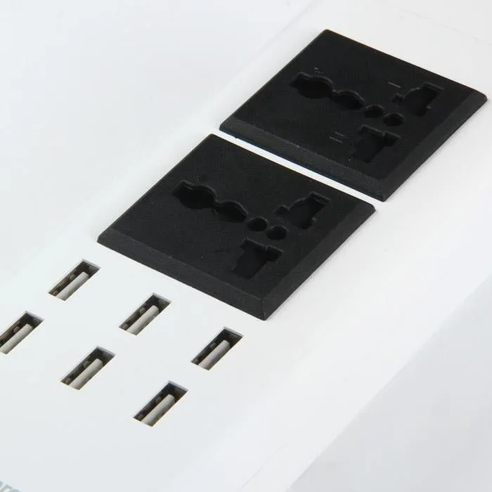 CRONY YC-CDA9 2 socket 6 USB Ports 2 Sockets with US Plug White