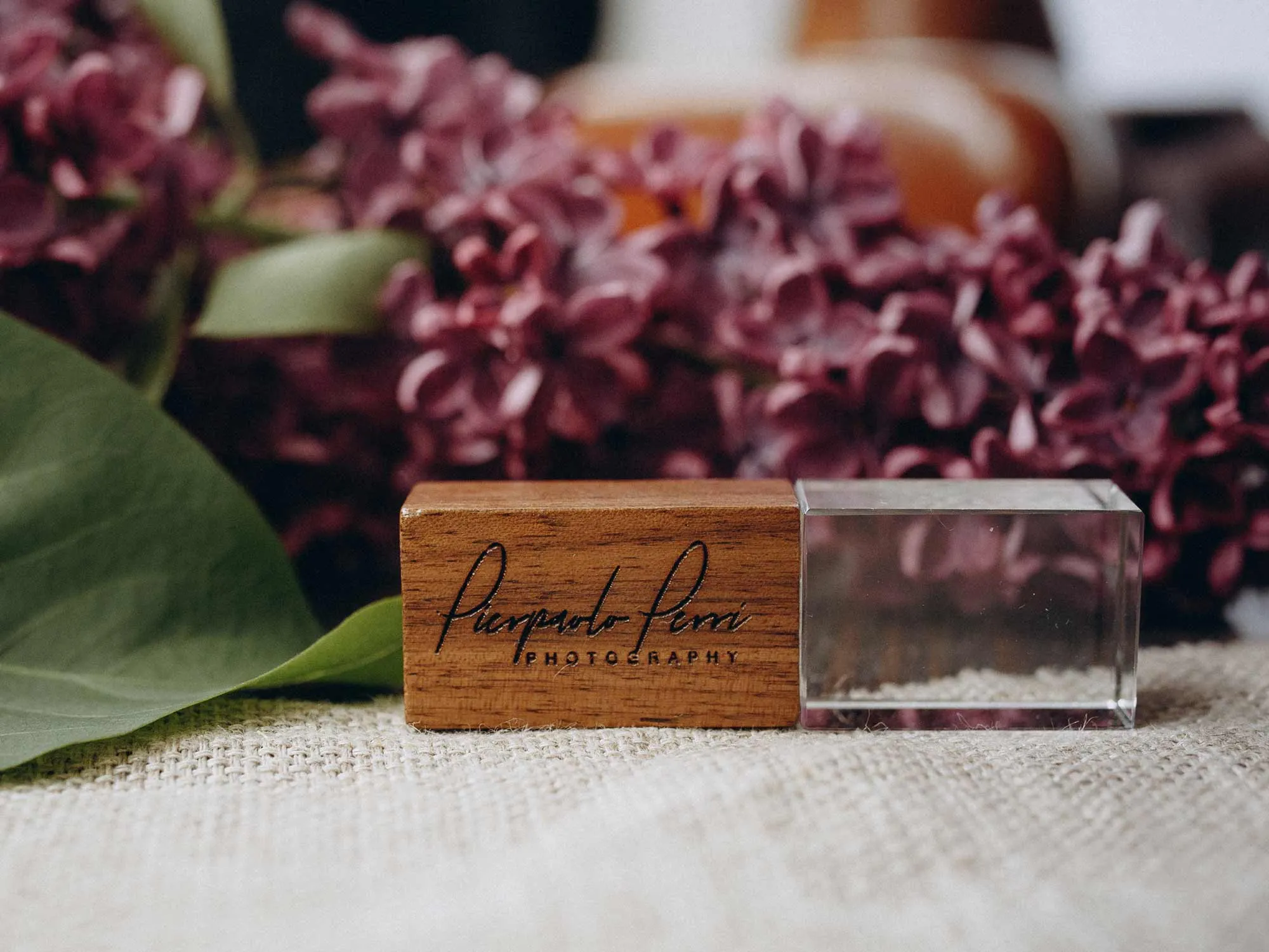 Crystal Wooden USB 3.0 Flash Drive - Personalized Wedding USB Stick