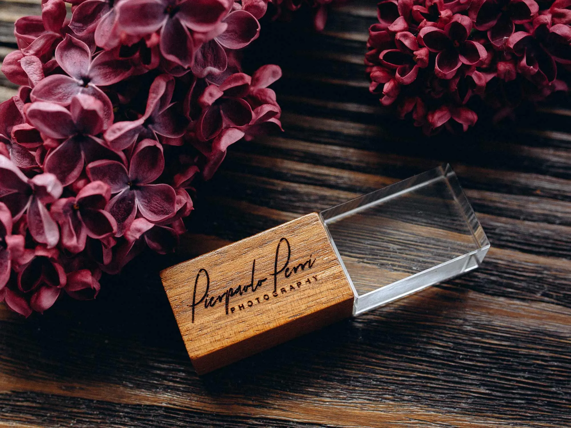 Crystal Wooden USB 3.0 Flash Drive - Personalized Wedding USB Stick