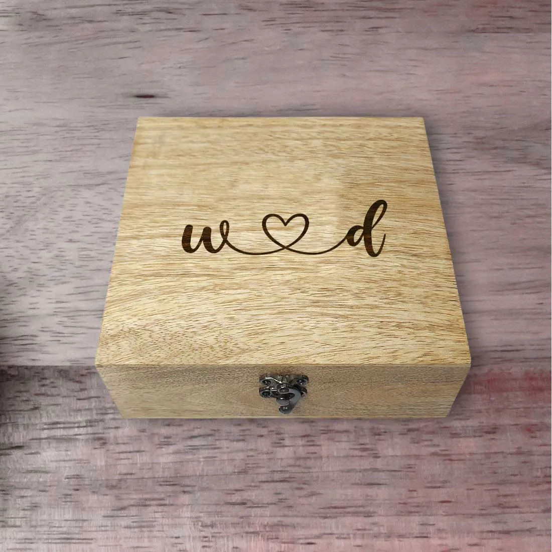 Customised Engraved Wooden Box for Jewellery Storage - Heart