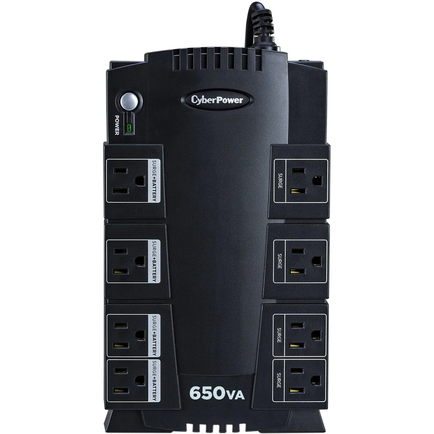 CyberPower 650VA/375W, 8 OL, RJ11/RJ45, 890J 8-Outlet UPS System - New Battery Certified Refurbished