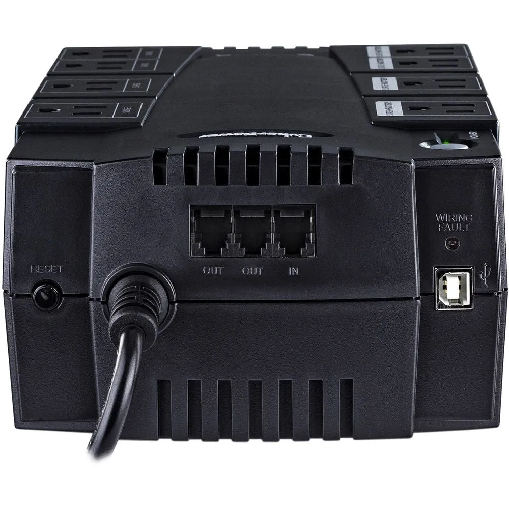 CyberPower 650VA/375W, 8 OL, RJ11/RJ45, 890J 8-Outlet UPS System - New Battery Certified Refurbished