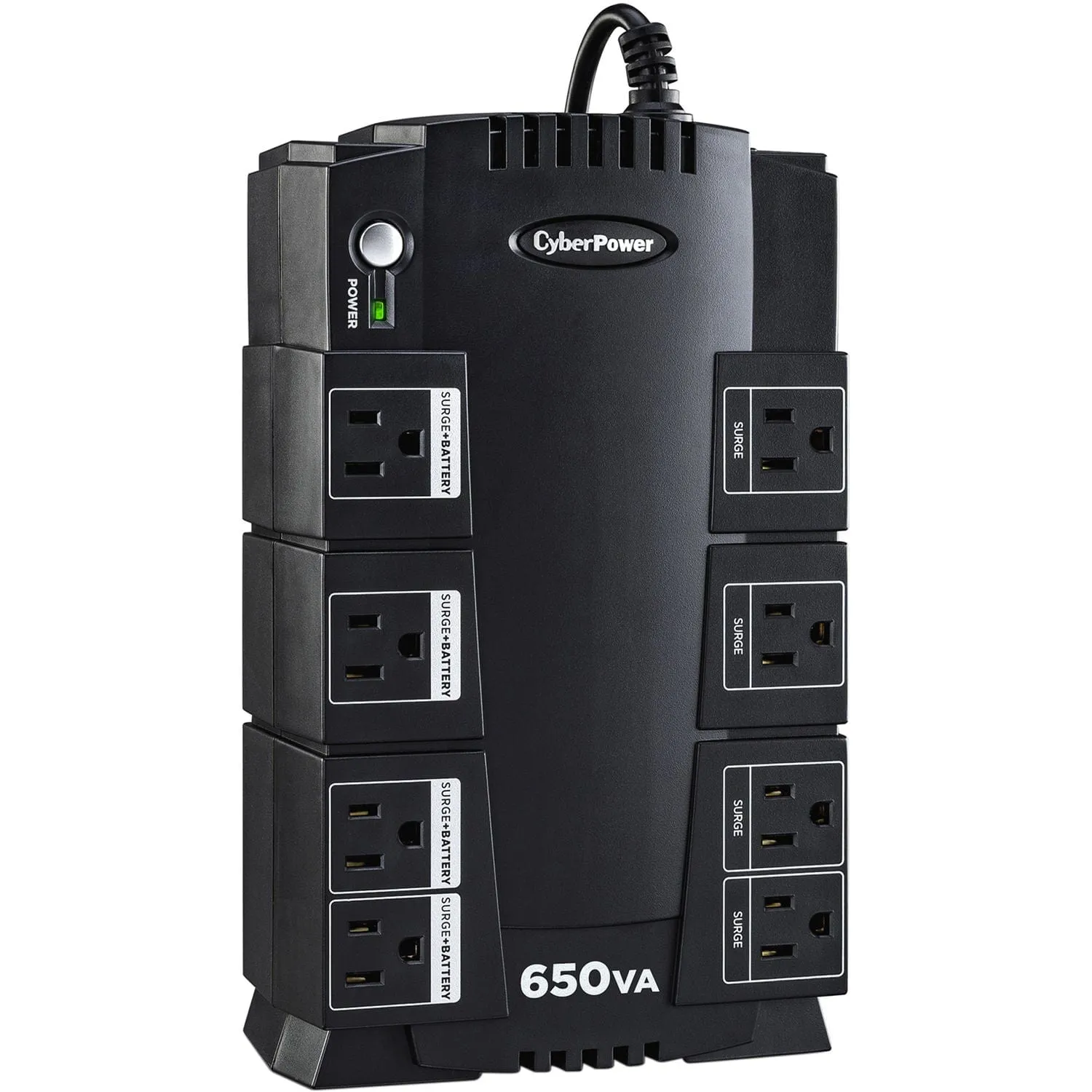 CyberPower 650VA/375W, 8 OL, RJ11/RJ45, 890J 8-Outlet UPS System - New Battery Certified Refurbished