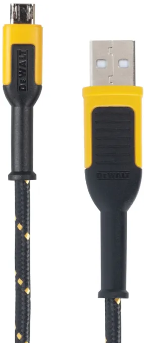 DeWALT 131 1360 DW2 Charger Cable, USB, USB-A, Kevlar Fiber Sheath, Black/Yellow Sheath, 4 ft L :EA: QUANTITY: 1