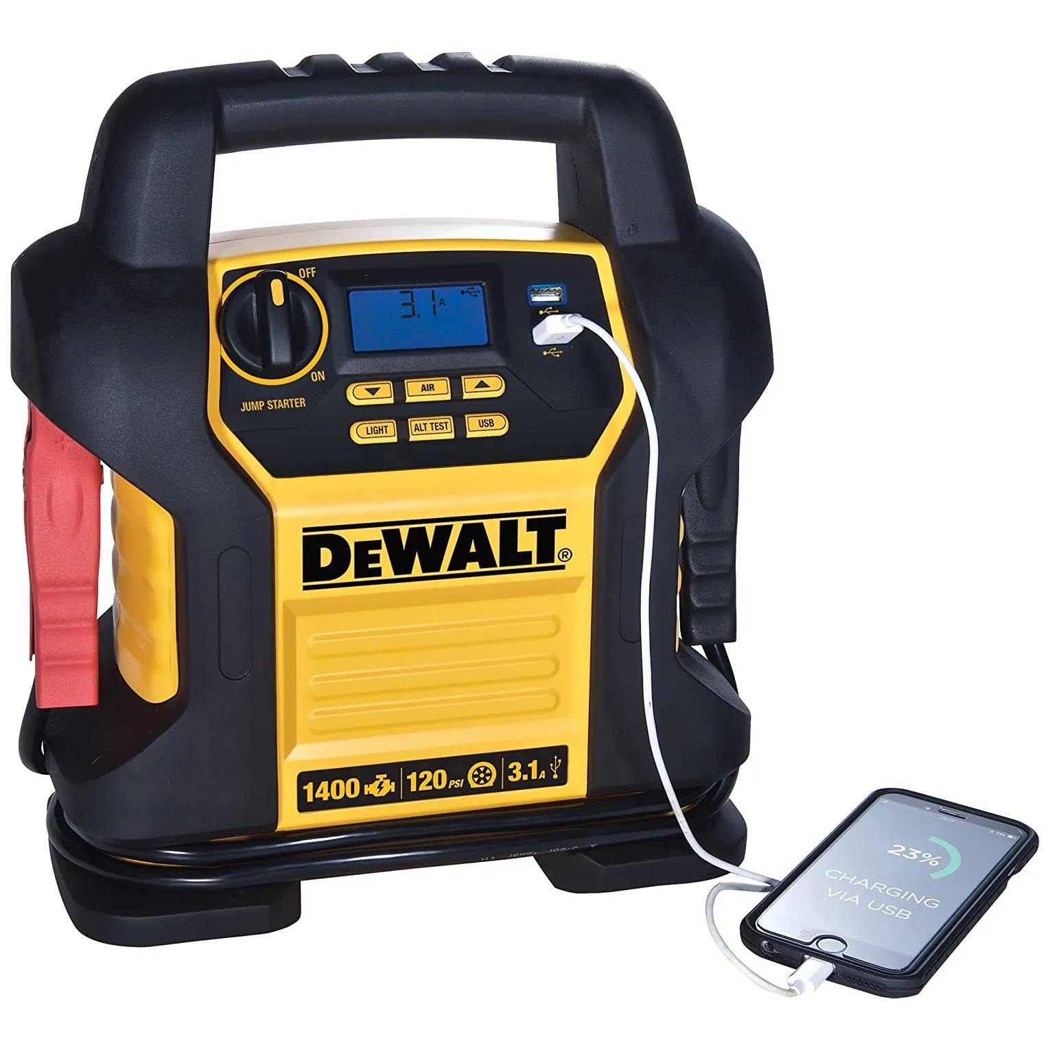 DeWalt DXAEJ14 Professional Jump Starter with Compressor, 120 PSI, 1400 Peak Amp