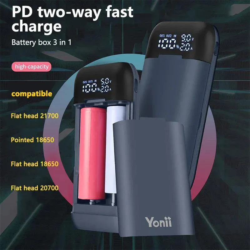 DIY 18650 Battery Charger Case with QC3.0 and PD 18W Fast Charging for Lithium Batteries