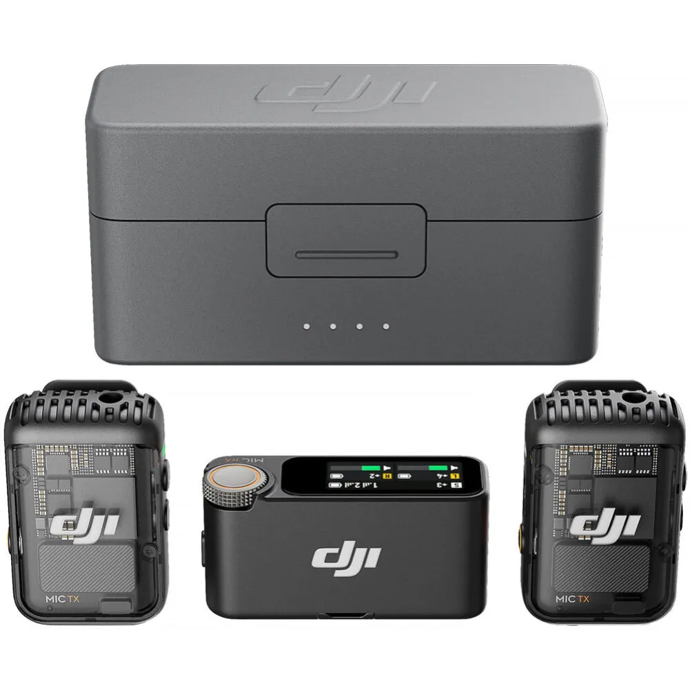 DJI Mic 2 2-Person Wireless Microphone System/Recorder - (2 TX   1 RX   Charging Case)