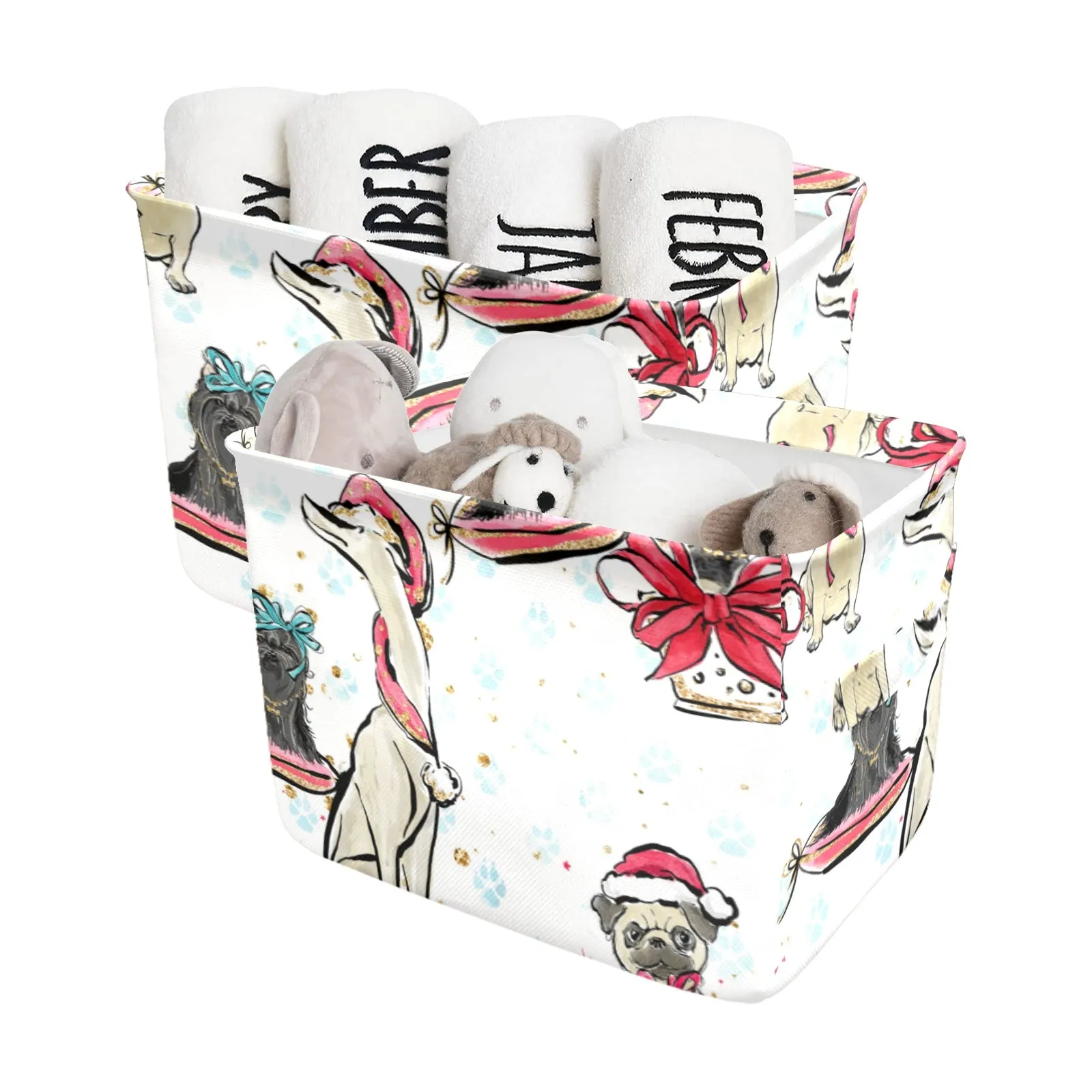 Dog Christmas Facric Storage Basket