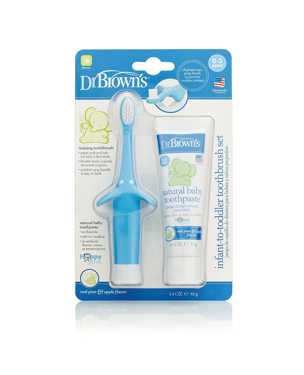 Dr. Brown's Infant-to-Toodler Toothbrush and Toothpaste Combo Pack - Blue