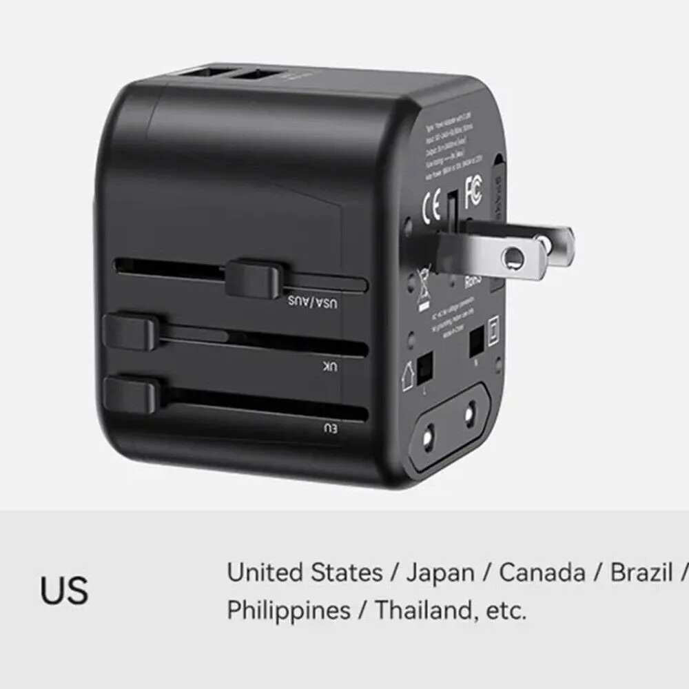 Dual Type C USB Universal Travel Charger - 65W Fast Charging Global Travel Socket Converter