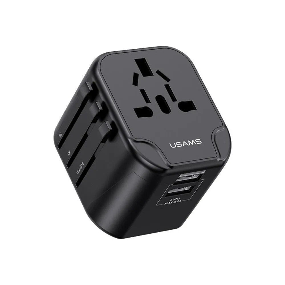 Dual Type C USB Universal Travel Charger - 65W Fast Charging Global Travel Socket Converter