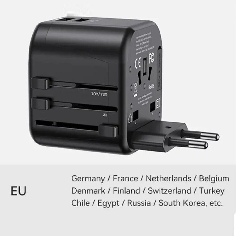 Dual Type C USB Universal Travel Charger - 65W Fast Charging Global Travel Socket Converter