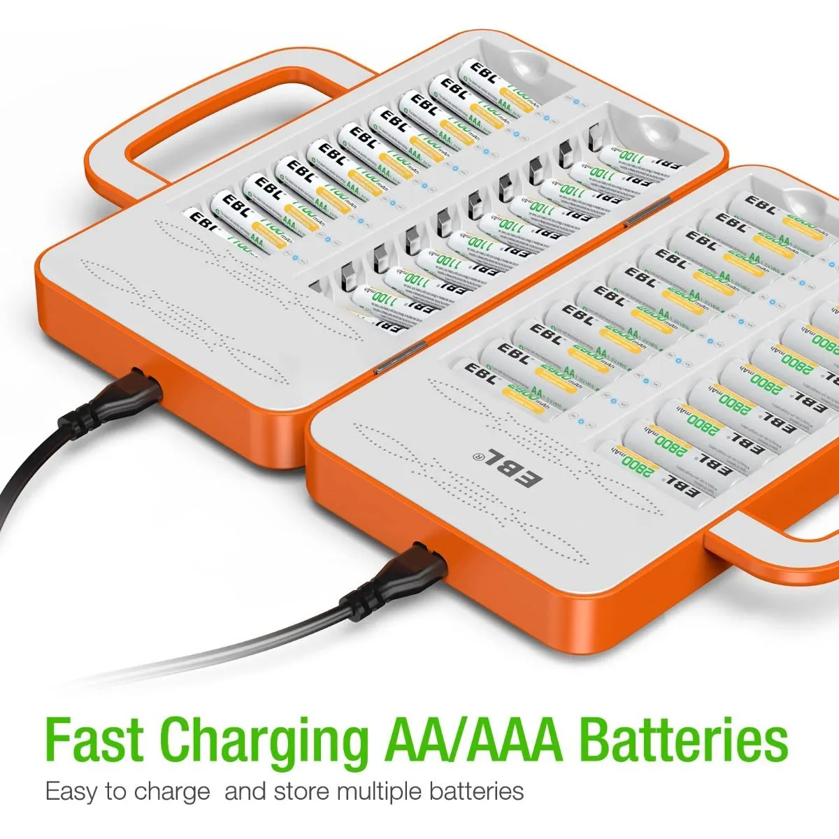 EBL 40 Slot Battery Charger Box For AA AAA Ni-MH Ni-CD Rechargeable Batteries