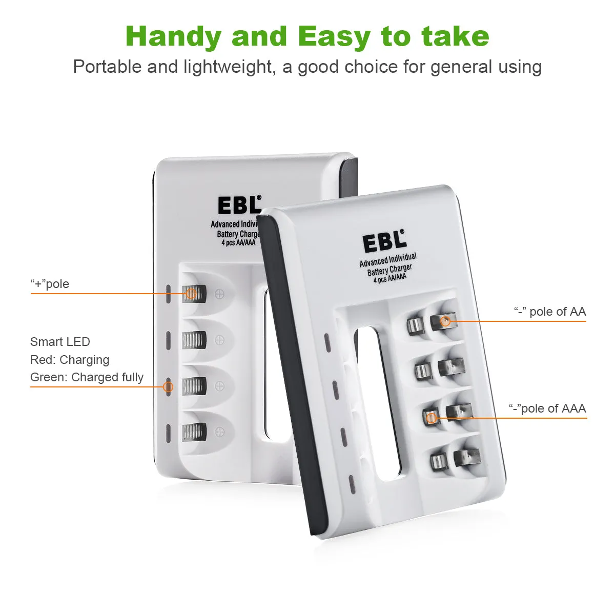 EBL 807 4-Bay Smart Battery Charger for AA AAA AAAA Ni-MH Ni-Cd Batteries