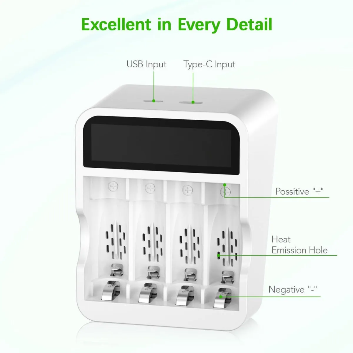 EBL FY-408 4-Bay AA AAA Ni-MH Ni-CD Battery Charger