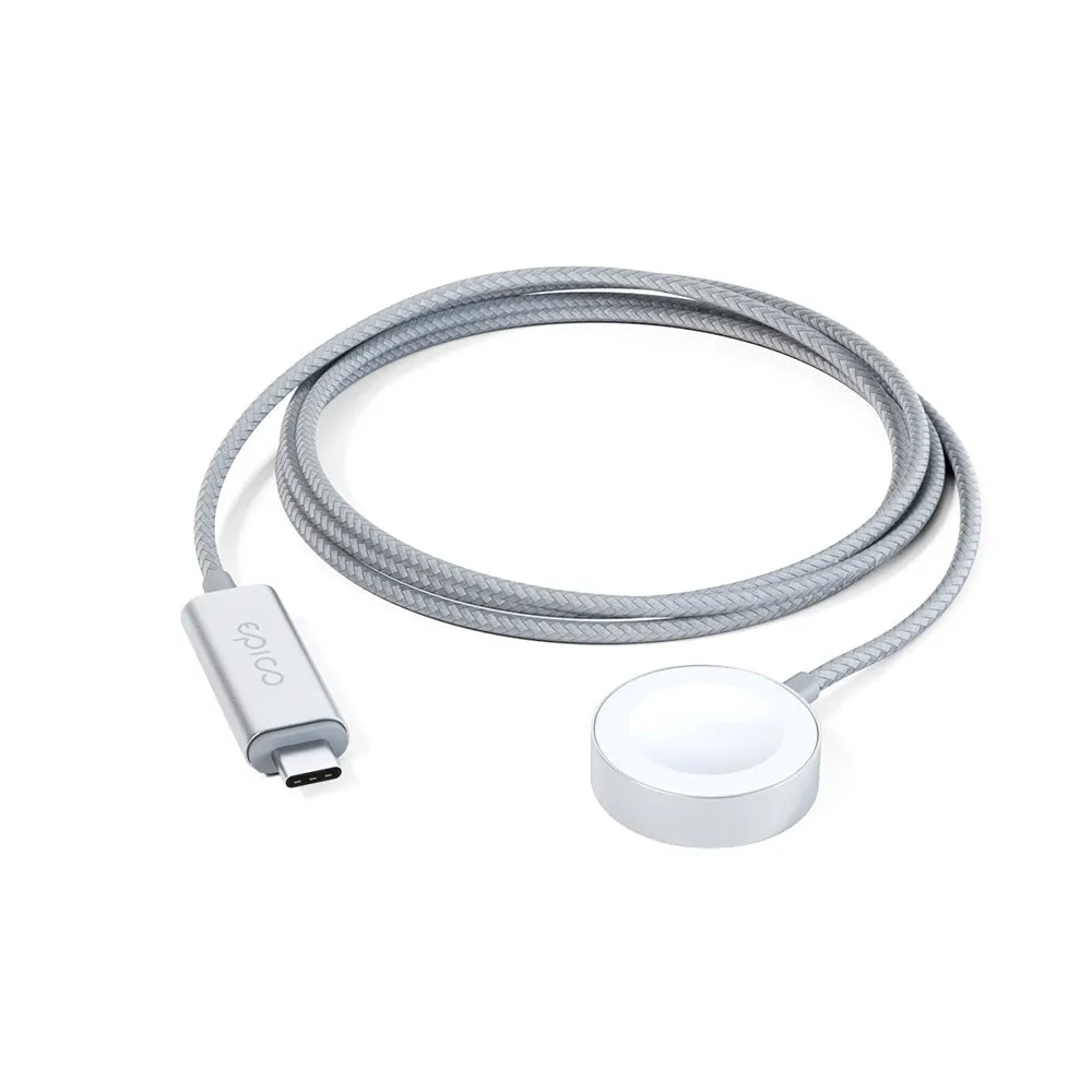 Epico Apple Watch 3W Magnetisk Opladerkabel m. USB-C 1.2m. - Sølv