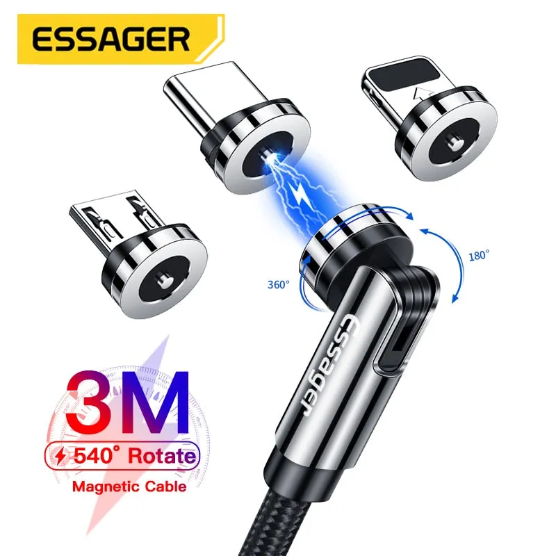 Essager Magnetic Cable Micro USB Type C Charging Cable Cable Magnet Charger 3-IN-1 Magnetic Cable