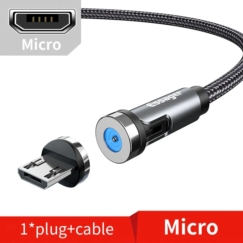 Essager Magnetic Cable Micro USB Type C Charging Cable Cable Magnet Charger 3-IN-1 Magnetic Cable