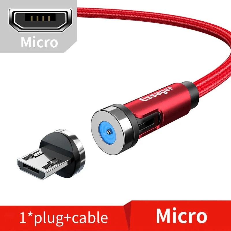 Essager Magnetic Cable Micro USB Type C Charging Cable Cable Magnet Charger 3-IN-1 Magnetic Cable