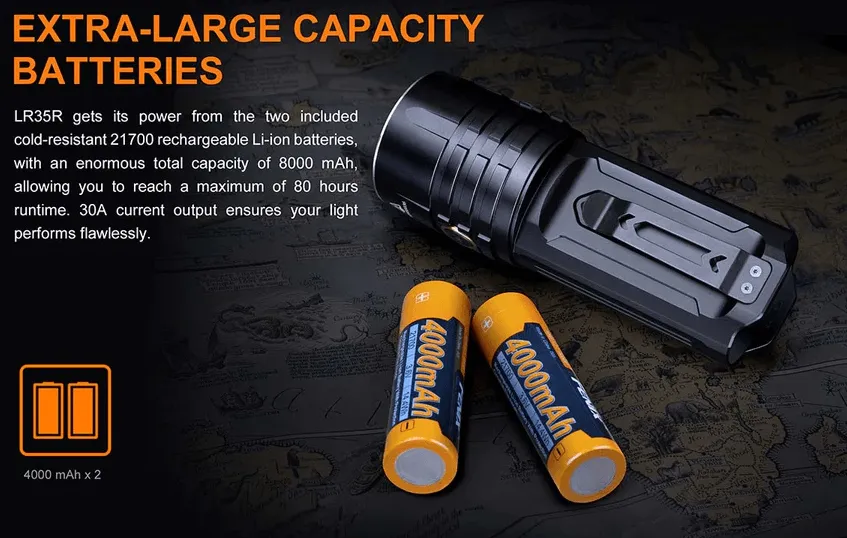 FENIX LR35R LED FLASHLIGHT - BLACK