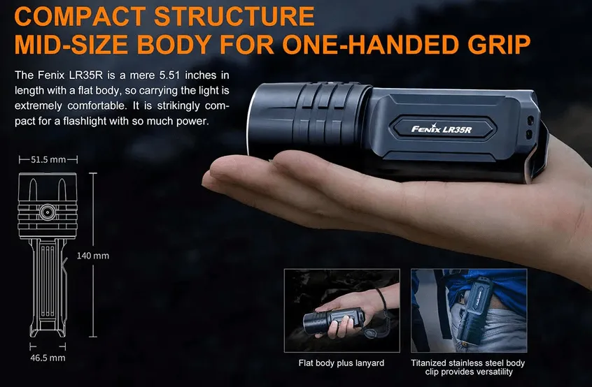 FENIX LR35R LED FLASHLIGHT - BLACK