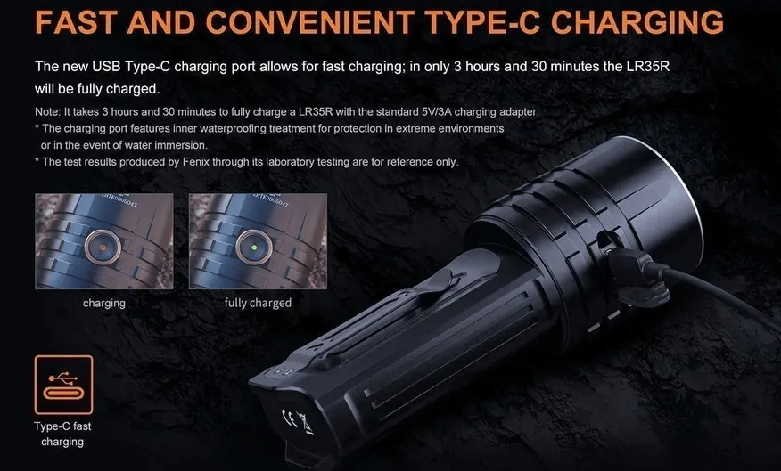 FENIX LR35R LED FLASHLIGHT - BLACK