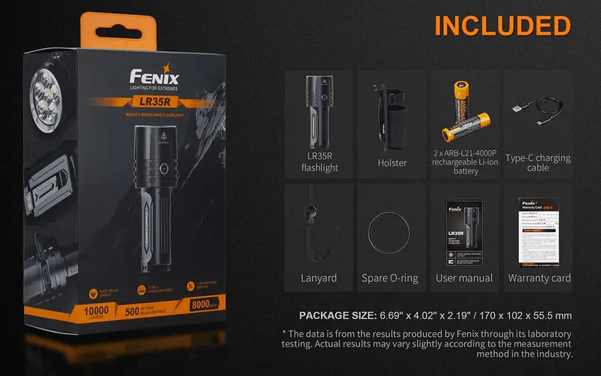 FENIX LR35R LED FLASHLIGHT - BLACK