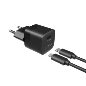 Fixed PD 20W USB-C Hurtig Vægoplader m. USB-C til Lightning Kabel - Sort