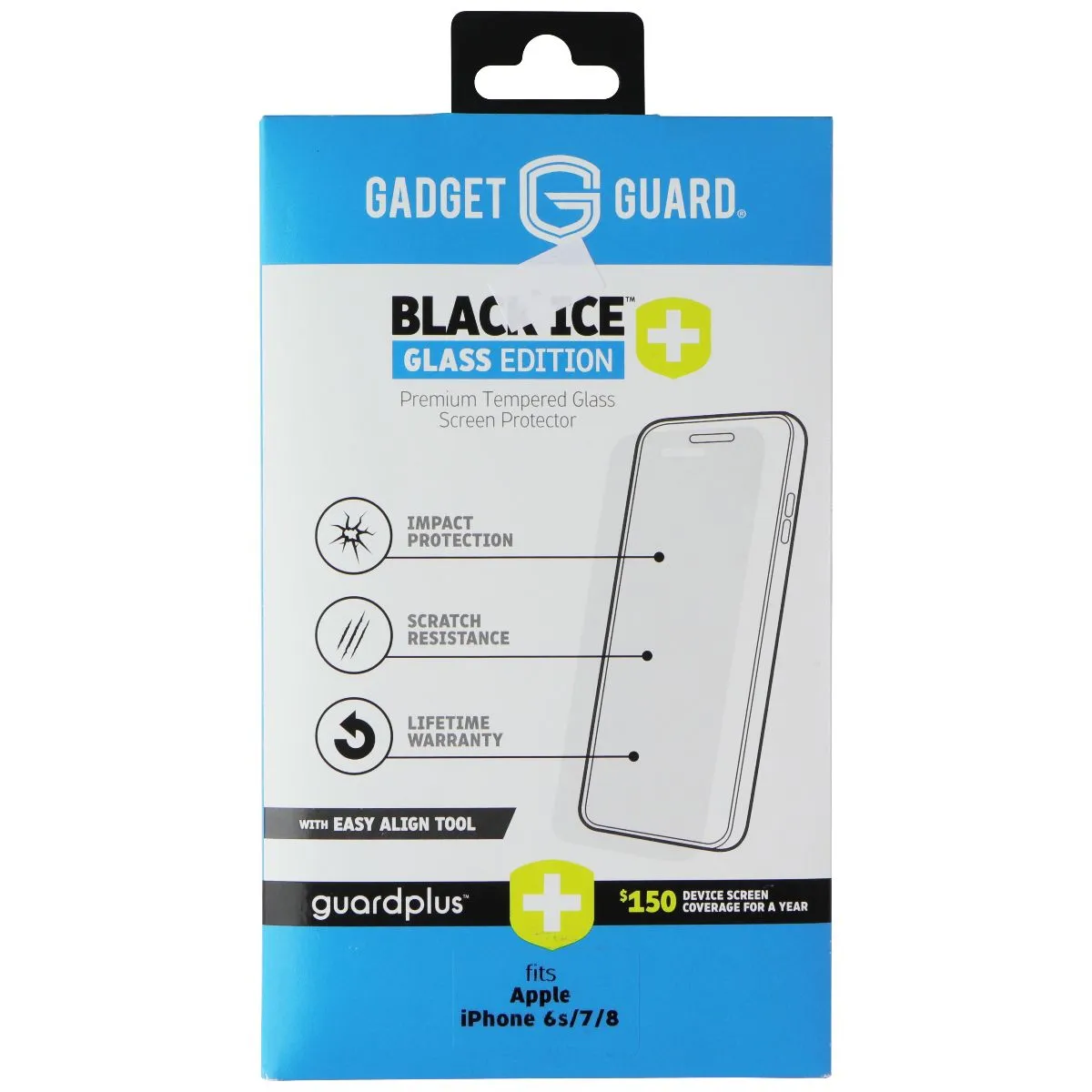 Gadget Guard (Black Ice ) Tempered Glass with Align Tool for iPhone 8/7/6s