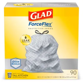 Glad ForceFlex Tall Kitchen 13 Gal Garbage Bags with Odor Shield 90 Ct