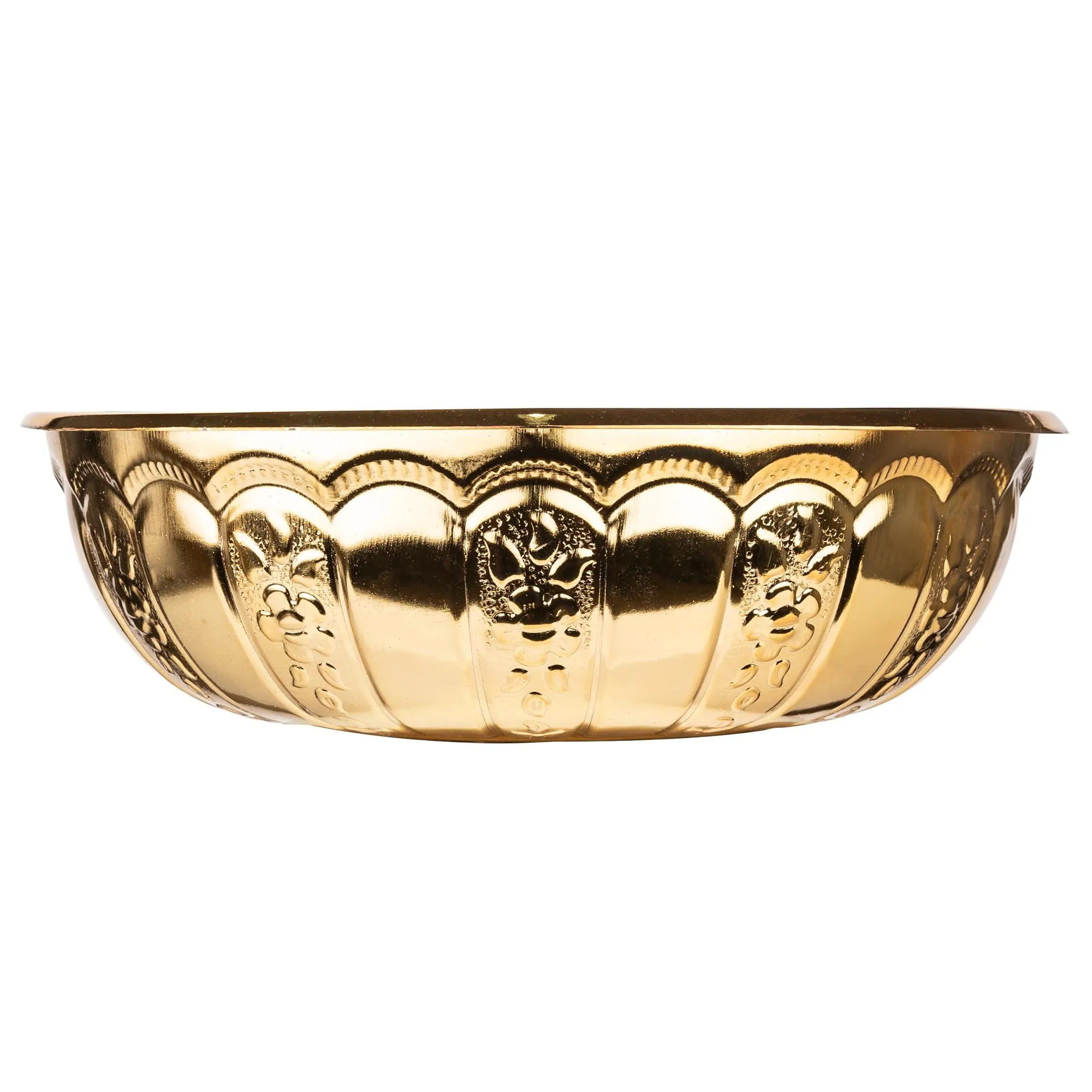 Gold Turkish Hammam Bath Bowl 7.87" Diameter Metal with Motifs